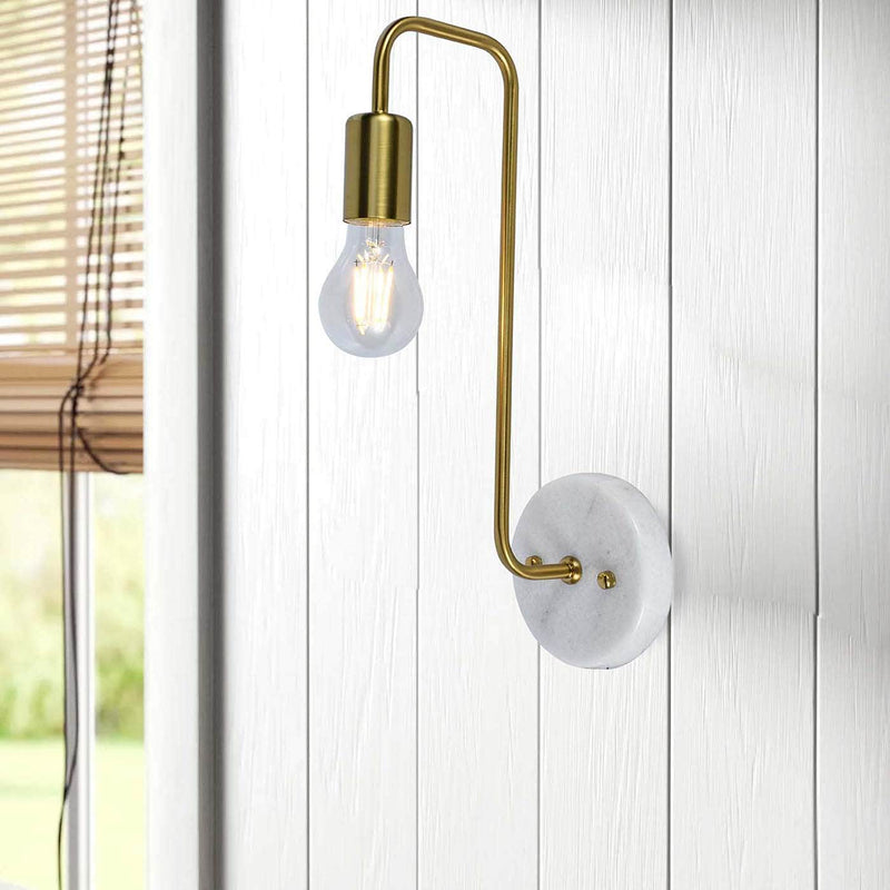 Lámpara De Pared Lino Dorado 12x38cm Con Bombilla