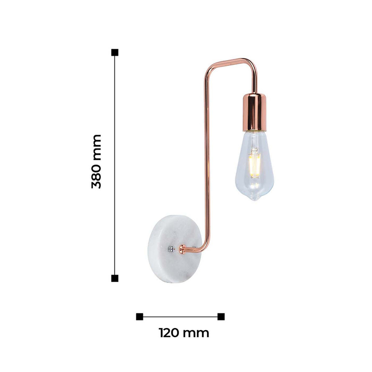 Lámpara de Pared Lino Oro rosa 12x38cm con Bombilla - Iluminacion | Bylmo