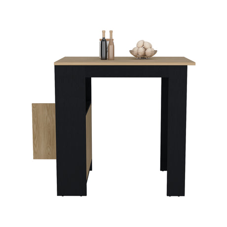 Isla de Cocina Stirling Wengue y Fresno Europeo 92x91.3cm con Mesón de Madera - Barras y Muebles Auxiliares | Bylmo