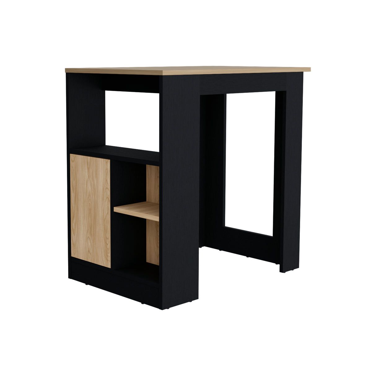 Isla de Cocina Stirling Wengue y Fresno Europeo 92x91.3cm con Mesón de Madera - Barras y Muebles Auxiliares | Bylmo
