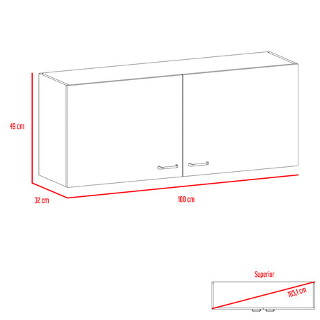 Gabinete Superior de Cocina Napoles Blanco 100x49cm con Dos Puertas - Muebles Superiores | Bylmo