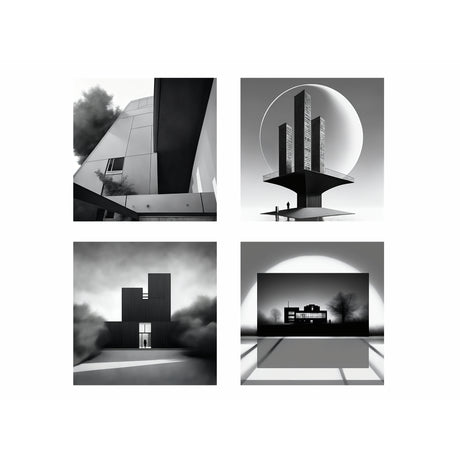 Set 4 Cuadros de Lienzo Arquitectónico 43x43cm Decorativos - Cuadros | Bylmo