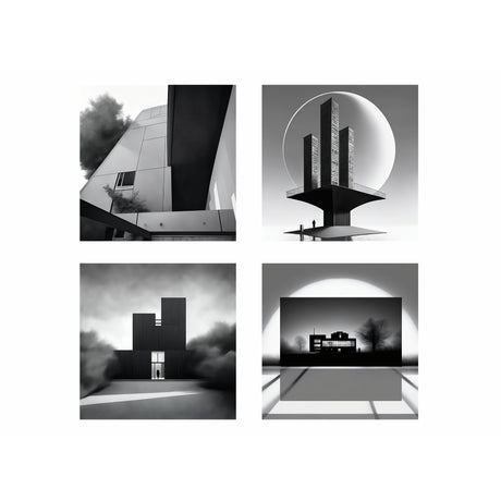 Set 4 Cuadros de Lienzo Arquitectónico 43x43cm Decorativos - Cuadros | Bylmo