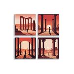 Set 4 Cuadros Decorativos Impreso Atardecer 43x43cm