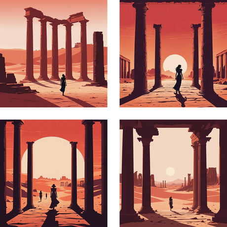 Set 4 Cuadros de Lienzo Atardecer 43x43cm Decorativos - Cuadros | Bylmo