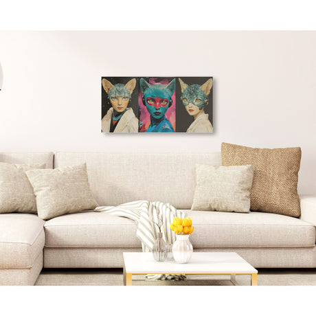 Cuadro de Lienzo Pop Felinas 72x36cm Decorativo - Cuadros | Bylmo