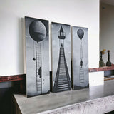 Set 3 Cuadros de Lienzo Escaleras Monocromáticas 18x60cm Decorativos - Cuadros | Bylmo