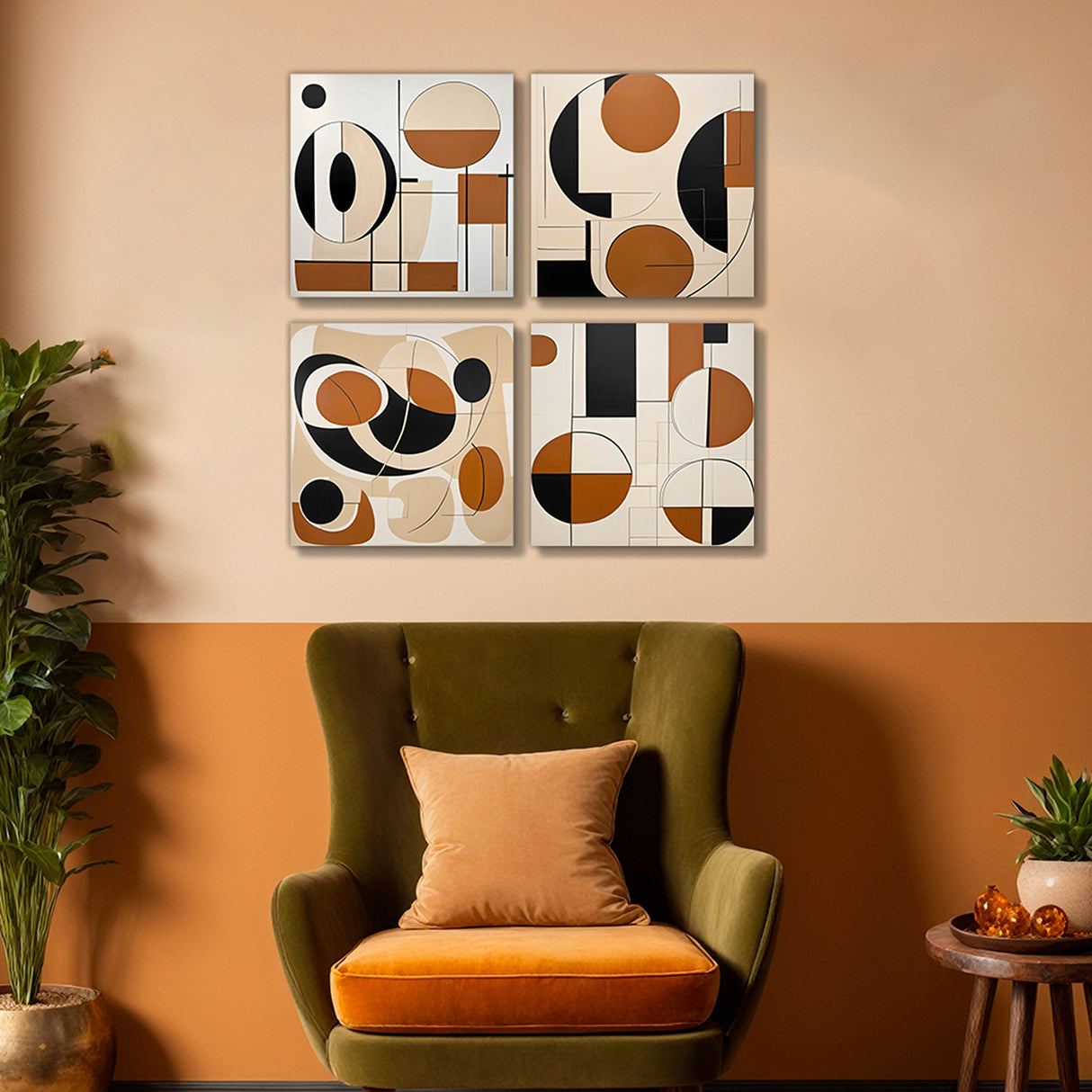 Set 4 Cuadros de Lienzo Ecos De Tierra 43x43cm Decorativos - Cuadros | Bylmo