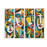 Set 4 Cuadros de Lienzo Rostros Decorativos 18x60cm