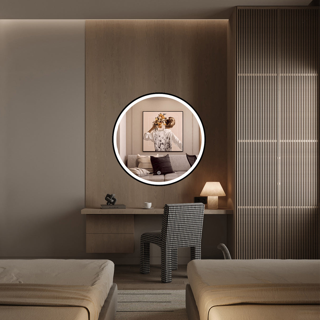 Espejo Led Redondo De Pared Moderno 60x60cm con Marco Metálico - Espejos Decorativos | Bylmo