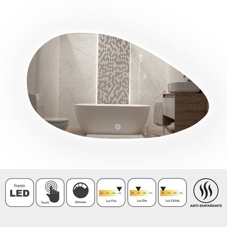Espejo Led Ovalado De Pared Moderno 100x60cm Sin Marco - Espejos Decorativos | Bylmo