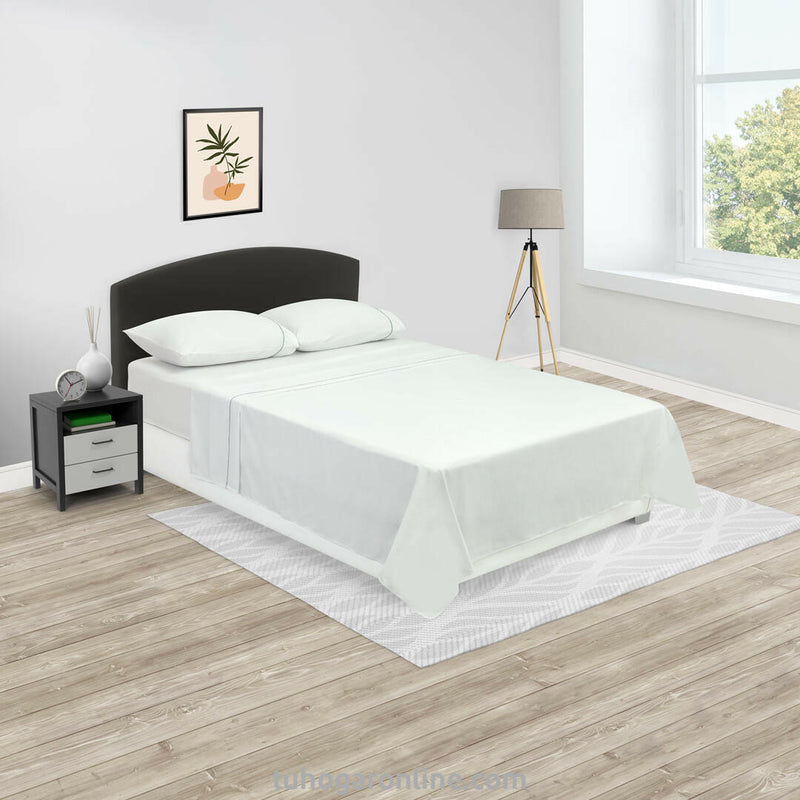 Juego De Sabanas Basic Blanco Hueso Para Cama Semidoble 120 X 190 Cm Fondo Entero