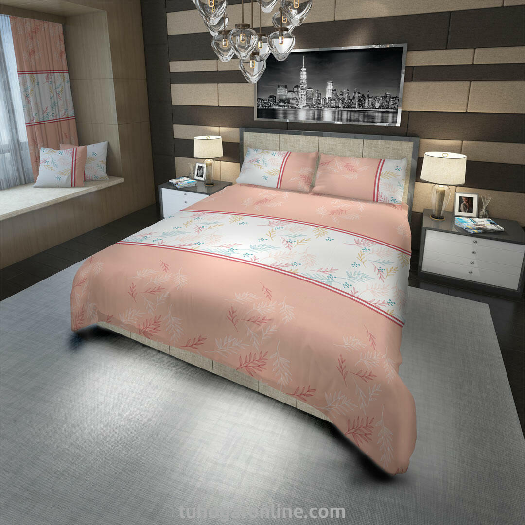 Juego de Sabanas Colors Durazno y Blanco para Cama King 200 X 200 Cm Ramas - Sabanas | Bylmo