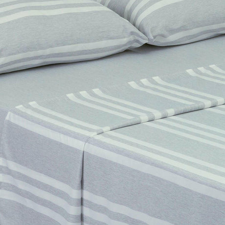 Juego de Sabanas Equilibrio Gris Claro para Cama Semidoble 120 X 190 Cm Rayas - Sabanas | Bylmo