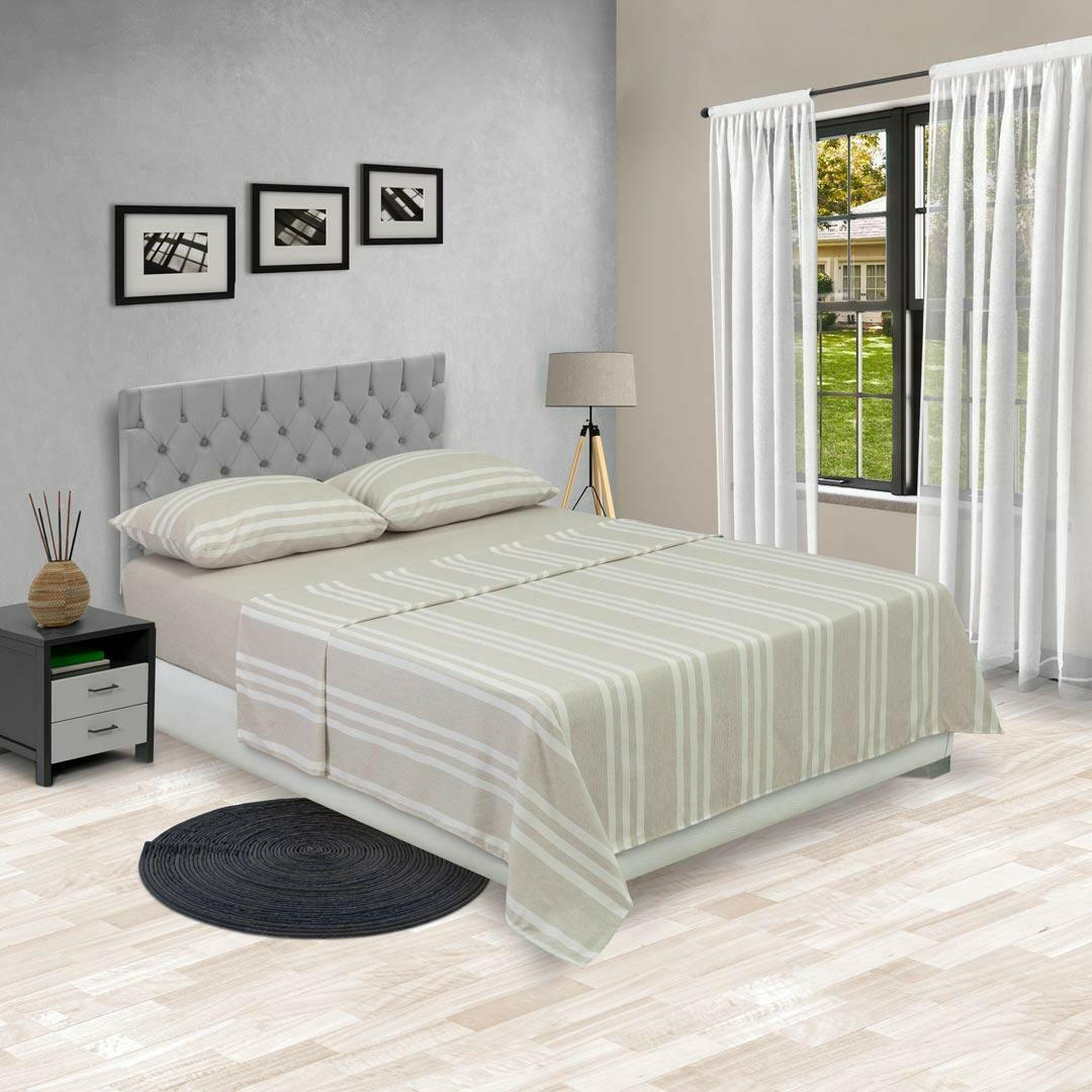 Juego de Sabanas Equilibrio Beige Claro para Cama King 200 X 200 Cm Rayas - Sabanas | Bylmo