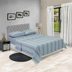 Juego De Sabanas Equilibrio Gris Y Azul Para Cama Queen 160 X 190 Cm Rayas