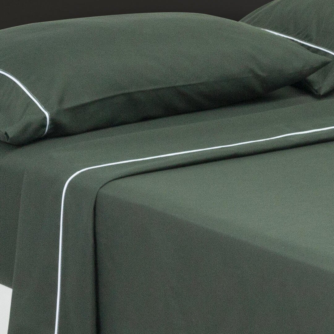 Juego de Sabanas Basic Verde Militar para Cama King 200 X 200 Cm Fondo Entero - Sabanas | Bylmo