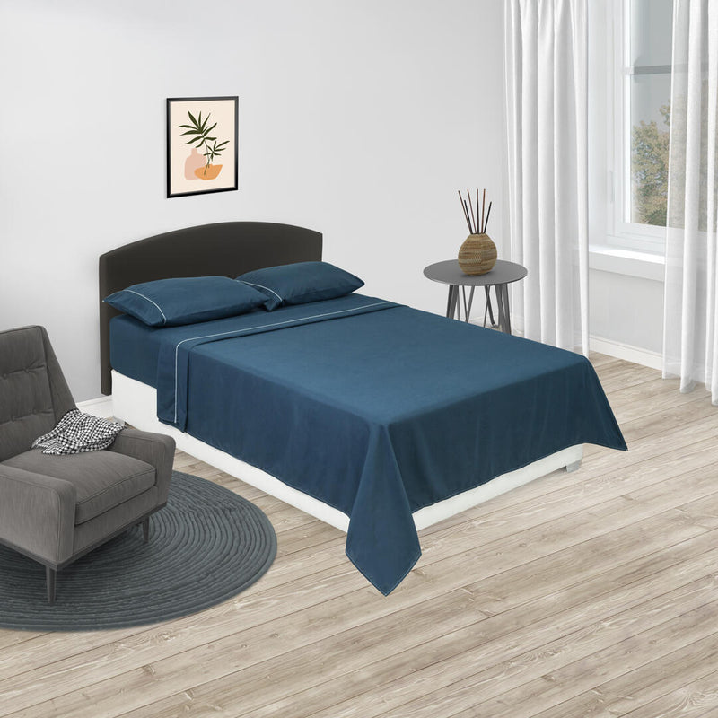 Juego De Sabanas Basic Azul Oscuro Para Cama Semidoble 120 X 190 Cm Fondo Entero