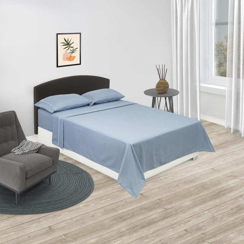 Juego De Sabanas Basic Azul Claro Para Cama Semidoble 120 X 190 Cm Fondo Entero