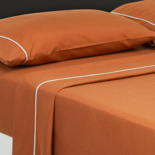 Juego De Sabanas Basic Terracota Para Cama Semidoble 120 X 190 Cm Fondo Entero