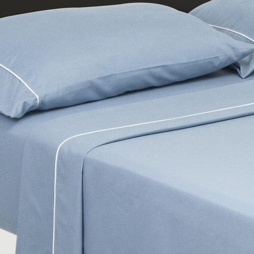 Juego De Sabanas Basic Azul Claro Para Cama Queen 160 X 190 Cm Fondo Entero