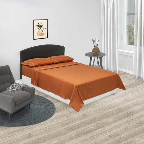 Juego de Sabanas Basic Terracota para Cama Queen 160 X 190 Cm Fondo Entero - Sabanas | Bylmo