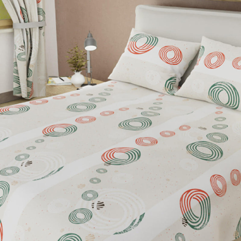 Juego De Sabanas Limila Blanco Y Rojo Para Cama Sencillo 100 X 190 Cm Círculos