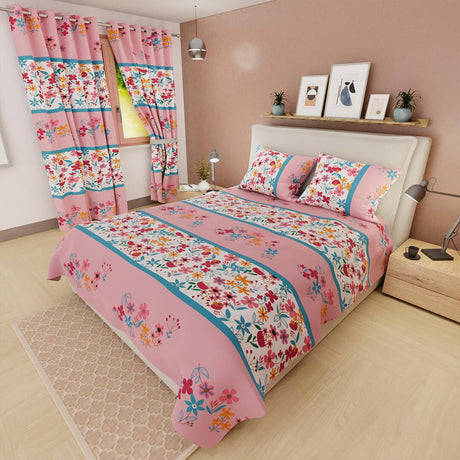 Juego de Sabanas Limila Rosado y Blanco para Cama Queen 160 X 190 Cm Flores - Sabanas | Bylmo