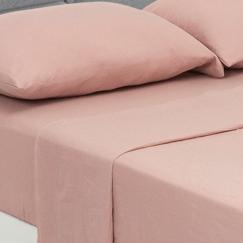 Juego De Sabanas Cotton Sense Palo De Rosa Para Cama Doble 140 X 190 Cm Fondo Entero