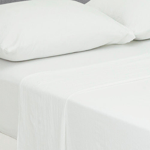 Juego De Sabanas Cotton Sense Blanco Para Cama Doble 140 X 190 Cm Fondo Entero