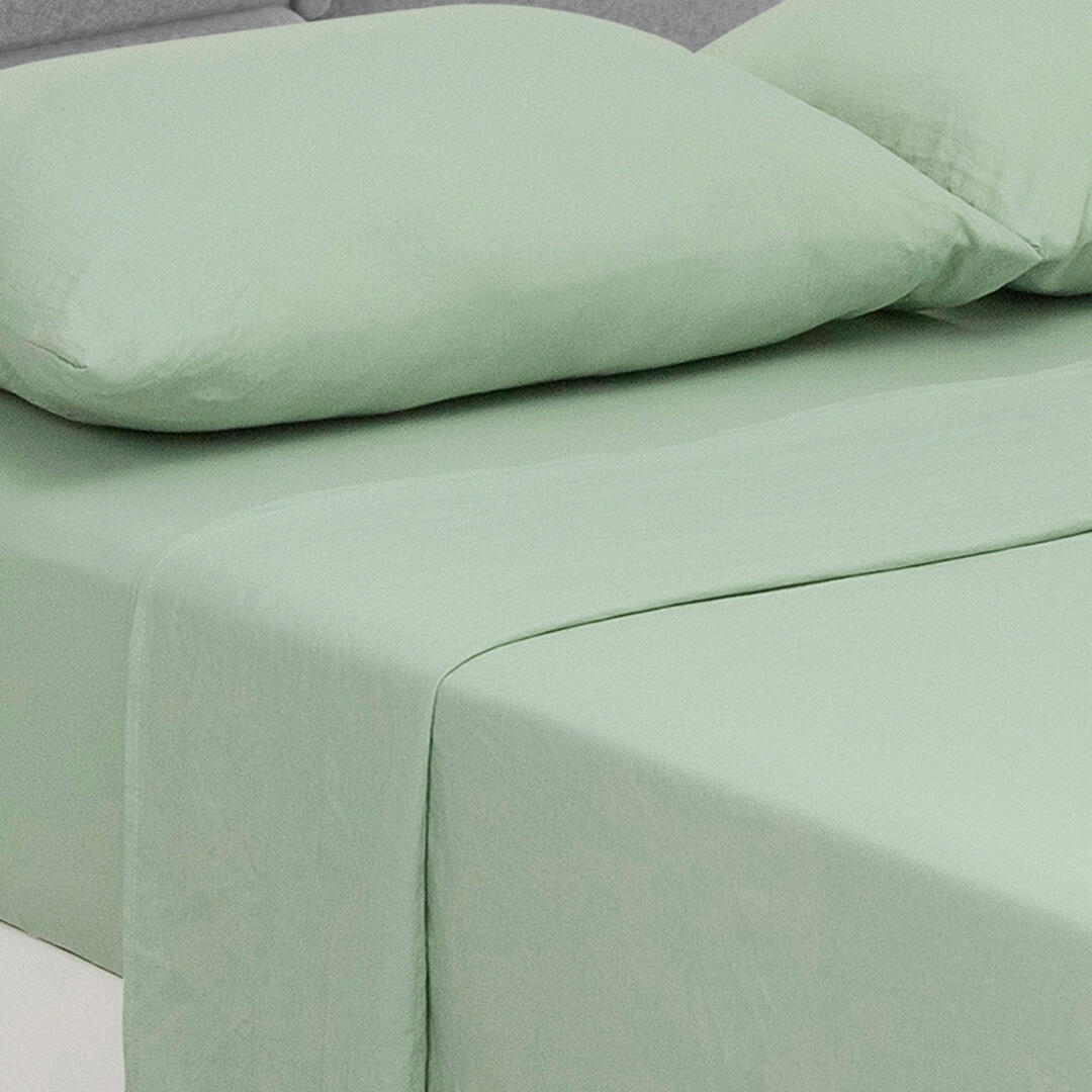 Juego de Sabanas Cotton Sense Verde para Cama Doble 140 X 190 Cm Fondo Entero - Sabanas | Bylmo