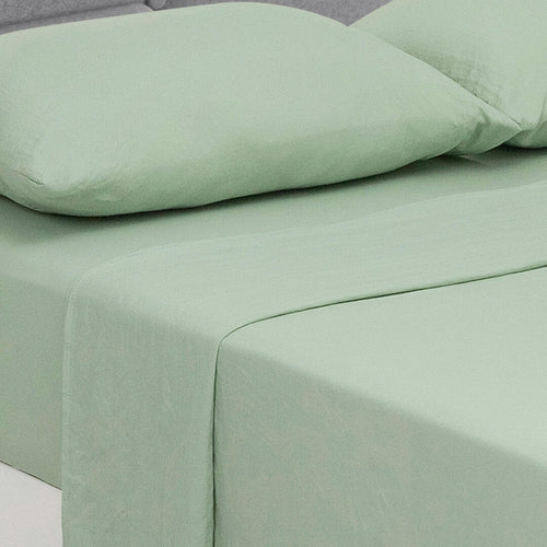 Juego De Sabanas Cotton Sense Verde Para Cama Doble 140 X 190 Cm Fondo Entero