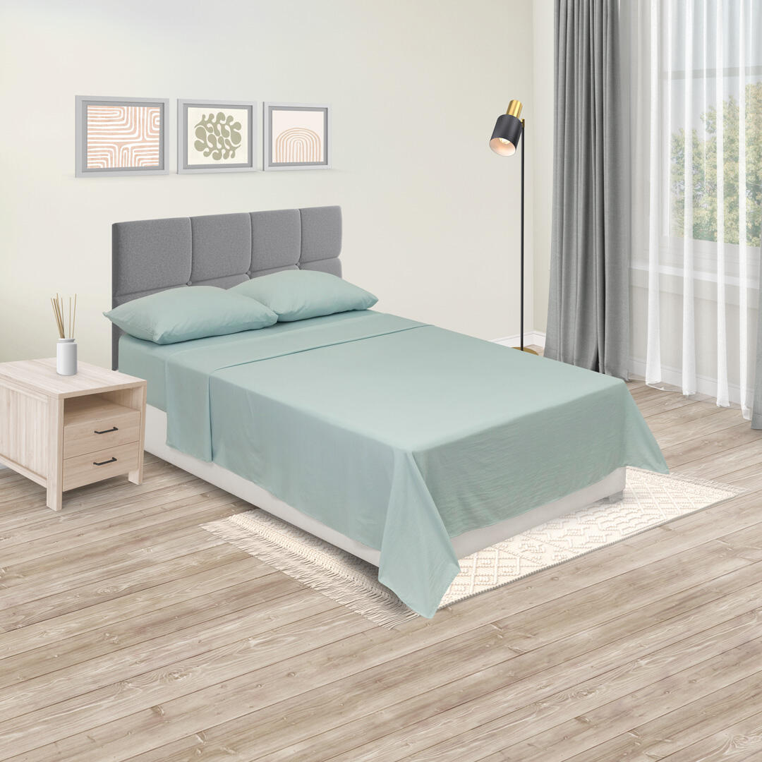 Juego de Sabanas Cotton Sense Verde Menta para Cama Doble 140 X 190 Cm Fondo Entero - Sabanas | Bylmo
