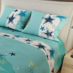 Juego De Sabanas Limila Verde Menta Y Blanco Para Cama Queen 160 X 190 Cm Estrellas