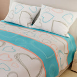Juego de Sabanas Limila Blanco y Azul para Cama King 200 X 200 Cm Corazones - Sabanas | Bylmo