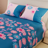 Juego de Sabanas Limila Azul y Rosado para Cama King 200 X 200 Cm Flores - Sabanas | Bylmo