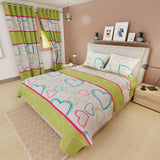 Juego de Sabanas Limila Verde Claro y Blanco para Cama King 200 X 200 Cm Corazones - Sabanas | Bylmo