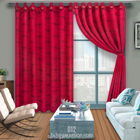 Cortina Yacar Vinotinto 265x215cm Horizontal Botón - Cortinas y Persianas | Bylmo