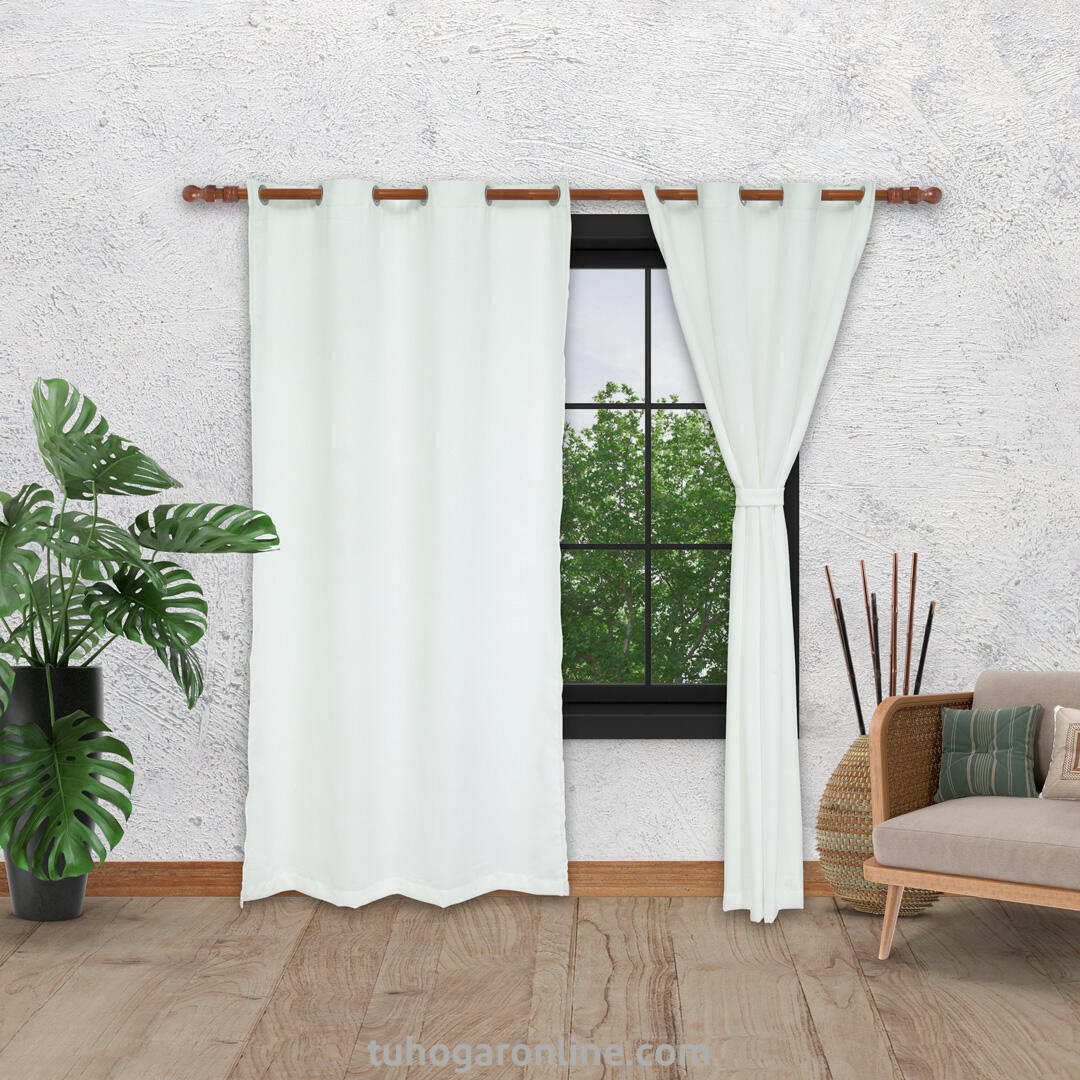 Cortina Arpillera Ancestral Blanco 270x220cm Horizontal Argolla - Cortinas y Persianas | Bylmo