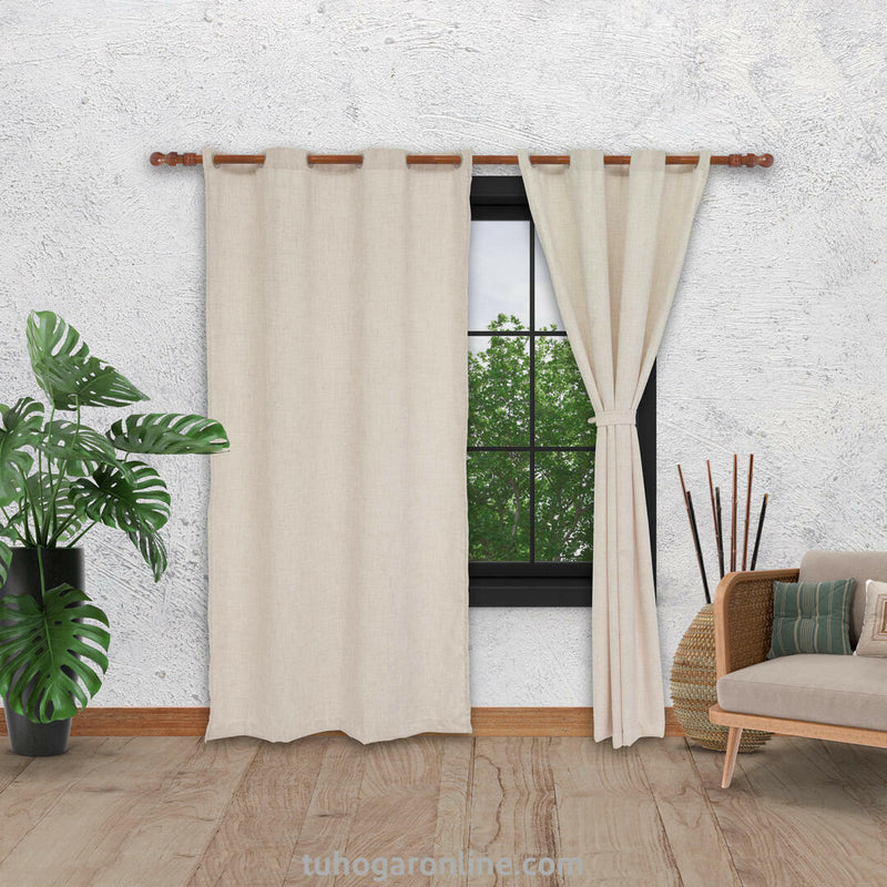 Cortina Arpillera Ancestral Beige 270x220cm Horizontal Argolla