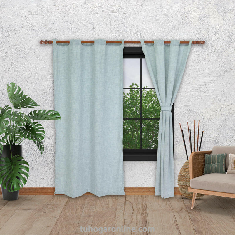 Cortina Arpillera Ancestral Azul 270x220cm Horizontal Argolla