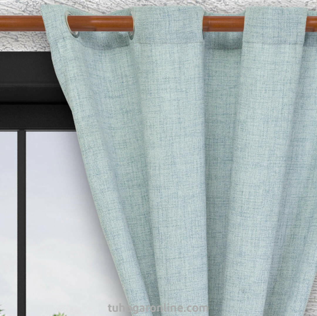 Cortina Arpillera Ancestral Azul 270x220cm Horizontal Argolla - Cortinas y Persianas | Bylmo