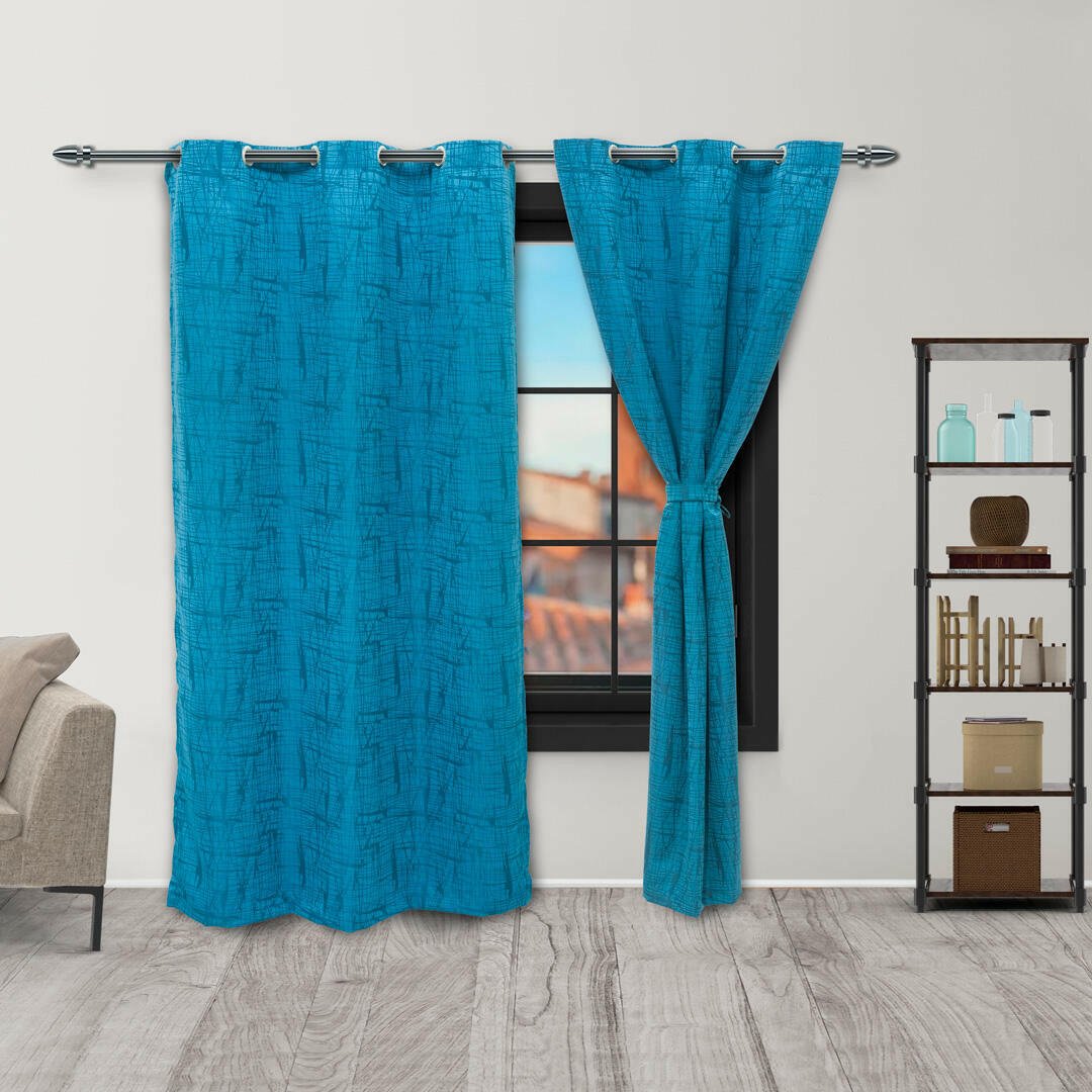 Cortina Yacar Azul Petróleo 265x215cm Horizontal Argolla - Cortinas y Persianas | Bylmo