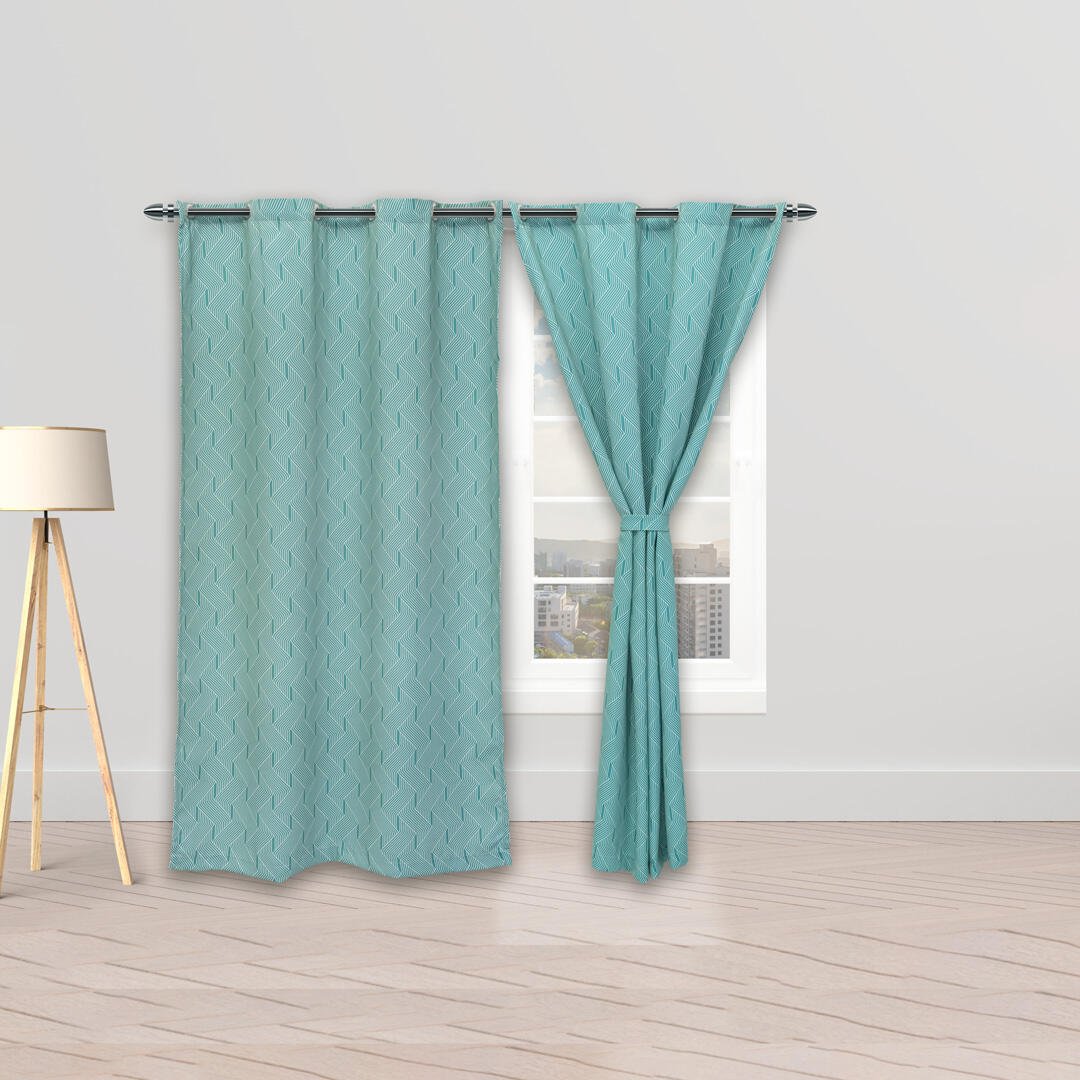 Cortina Blackout Cubista Verde Esmeralda 270x220cm Horizontal Argolla - Cortinas y Persianas | Bylmo