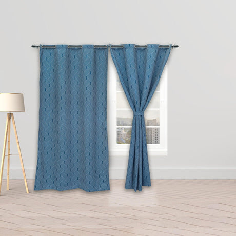Cortina Blackout Cubista Azul Oscuro 270x220cm Horizontal Argolla - Cortinas y Persianas | Bylmo