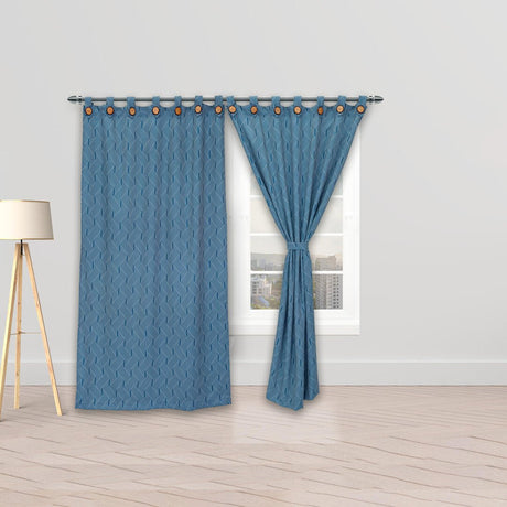 Cortina Blackout Cubista Azul Oscuro 270x220cm Horizontal Botón - Cortinas y Persianas | Bylmo