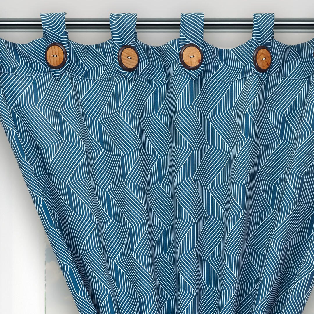 Cortina Blackout Cubista Azul Oscuro 270x220cm Horizontal Botón - Cortinas y Persianas | Bylmo