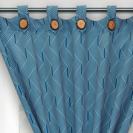 Cortina Blackout Cubista Azul Oscuro 270x220cm Horizontal Botón - Cortinas y Persianas | Bylmo