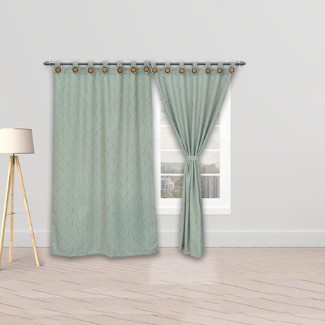 Cortina Blackout Cubista Verde Pistacho 270x220cm Horizontal Botón - Cortinas y Persianas | Bylmo