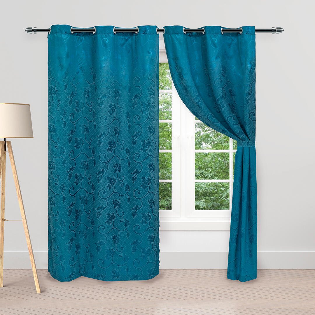 Cortina Pergamino Azul Petróleo 270x220cm Horizontal Argolla - Cortinas y Persianas | Bylmo